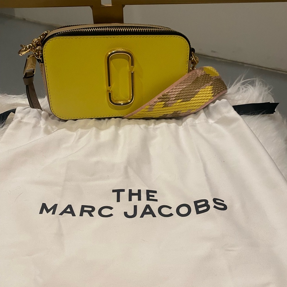 Marc Jacobs Yellow Crossbody Camera Bag with Gold Hardware